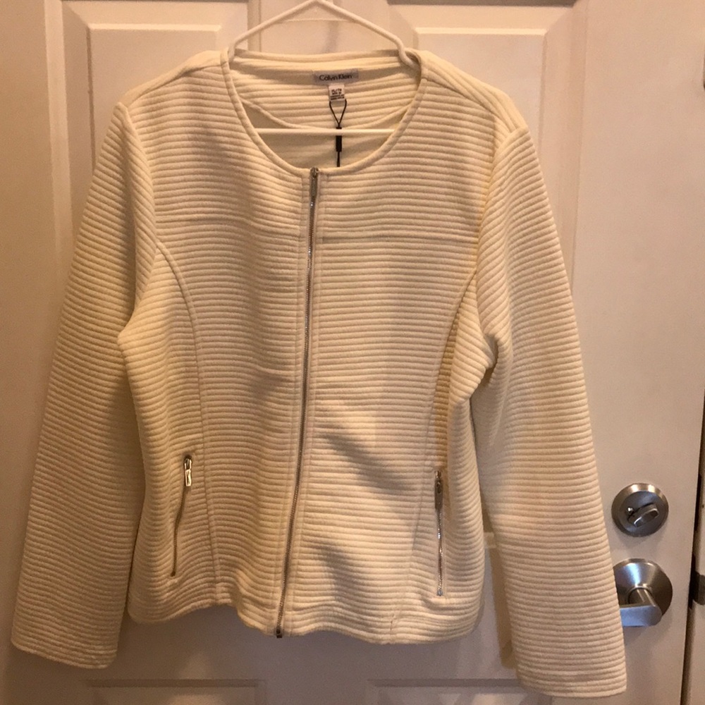 New with tags white zip Calvin Klein blazer